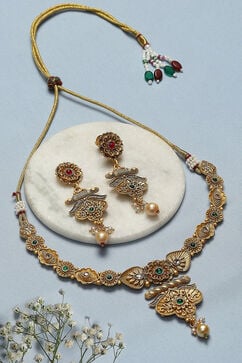 Gold Brass Necklace Set image number 0
