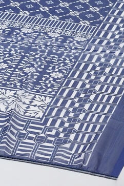 Navy Blue Cotton Blend Digital Print Unstitched Suit Set image number 4