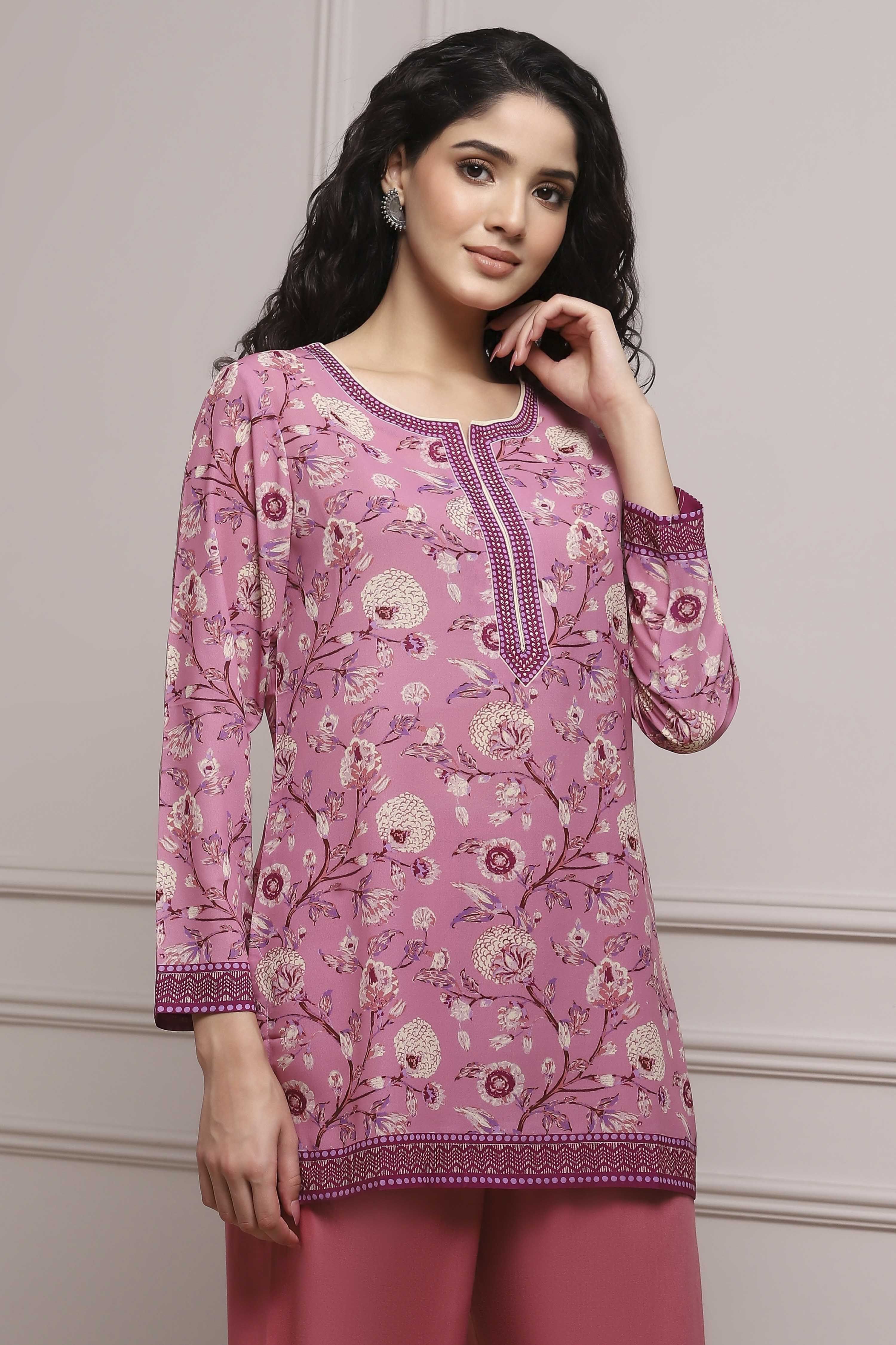 Green Art Silk Printed Straight Short Kurta image number 4