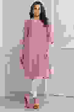 Pink Viscose Straight Printed Kurta image number 0