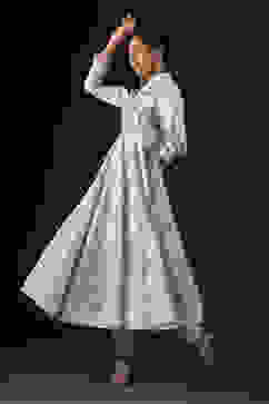 Rohit Bal Off White Cotton Silk Anarkali Embroidered Suit Set image number 9