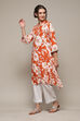 Burnt Orange LIVA Straight Printed Kurta image number 0