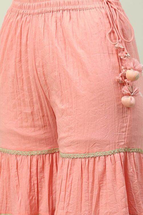 Light Pink Art Silk Straight Kurta Garara Suit Set image number 2