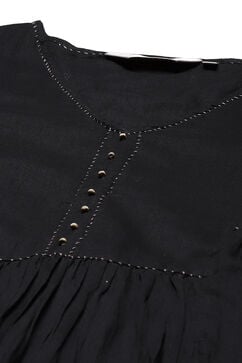 Black Flared Cotton Fusion Wear Dress image number 1