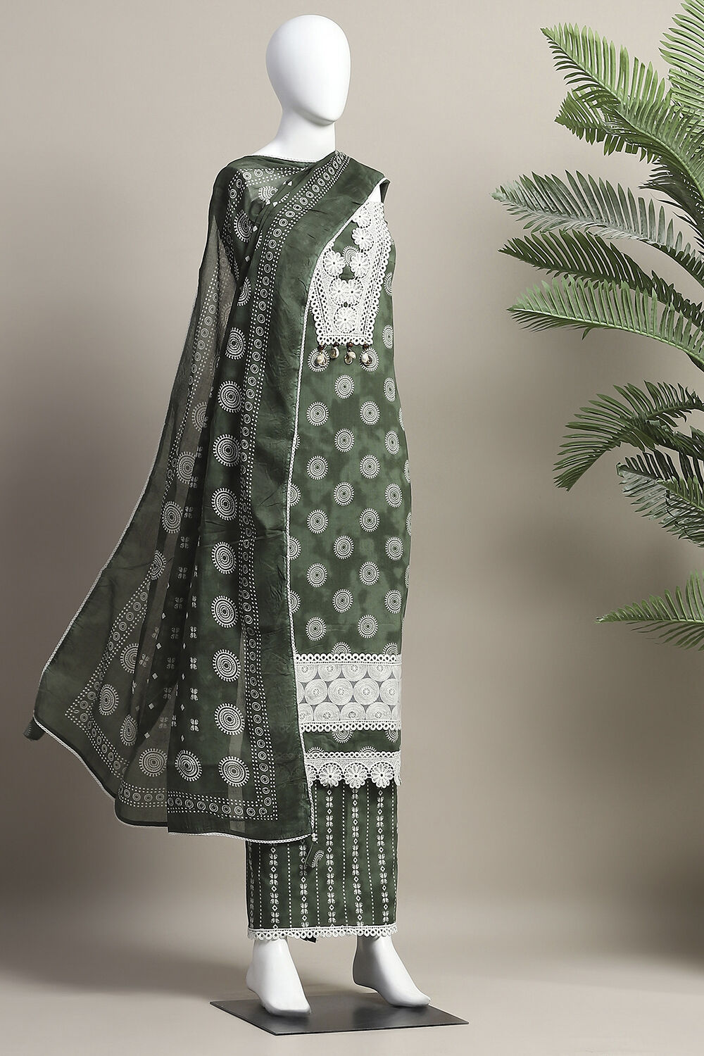 Indigo Cotton Unstitched Suit Set image number 4