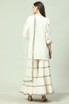Ivory Cotton Blend Straight Kurta Garara Suit Set image number 4
