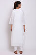 White Cotton Straight Embroidered Kurta image number 5