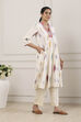 Off White Cotton A-Line Kurta image number 4