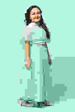 Mint Poly Viscose Short Kurta Lehenga Suit Set image number 6