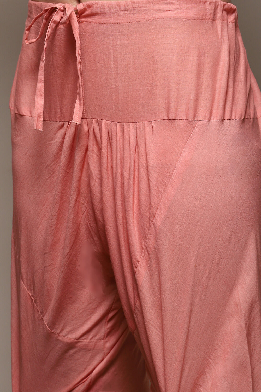 Pink Cotton Handloom Unstitched Suit Set image number 3