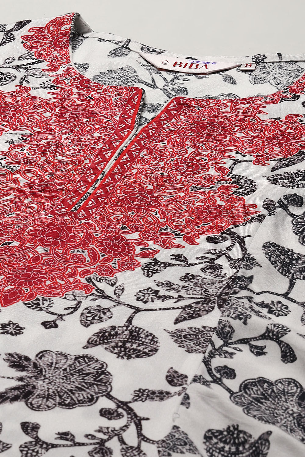 Off White Viscose Straight Printed Kurta Pant Suit Set image number 1