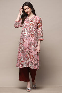 Dull Pink Rayon Straight Kurta image number 0