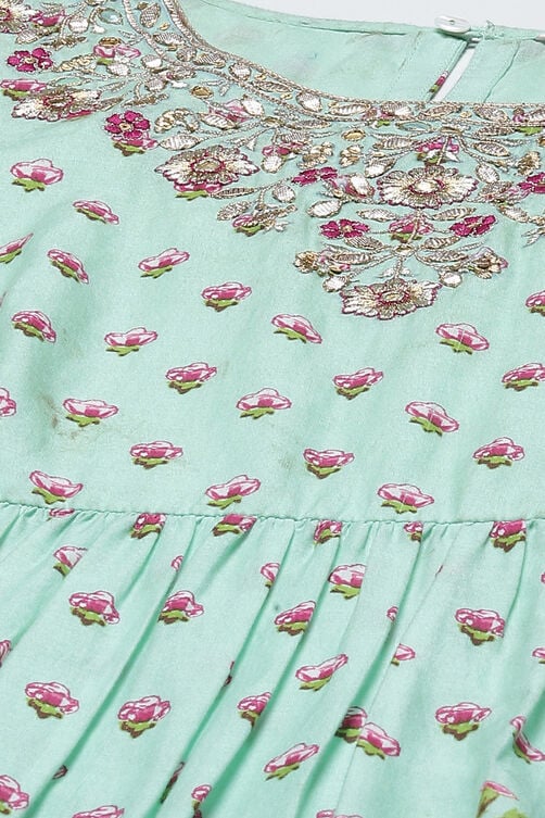 Mint Green Cotton Sharara Kurta Garara Suit Set image number 1