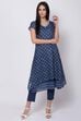 Blue Straight Kurta Slim Pant Suit Set image number 2