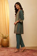 Teal Viscose Blend Printed Straight Kurta Set image number 3