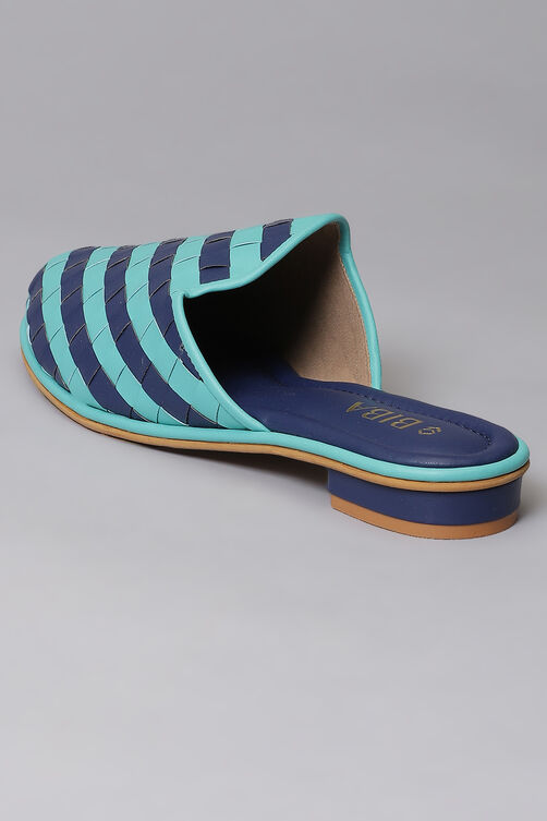 Blue And Turqoise Synthetic Formal Mules image number 4