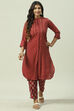 Red Poly Viscose Printed Kurta Set