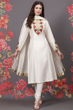 Rohit Bal Off White Cotton Silk Straight Yarndyed Suit Set image number 7