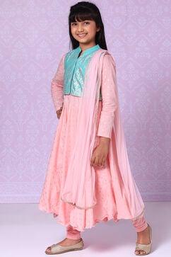 Pink Cotton Anarkali Suit image number 6