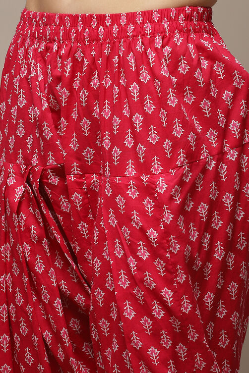 Pink Cotton Hand Block Print Unstitched Suit Set image number 6