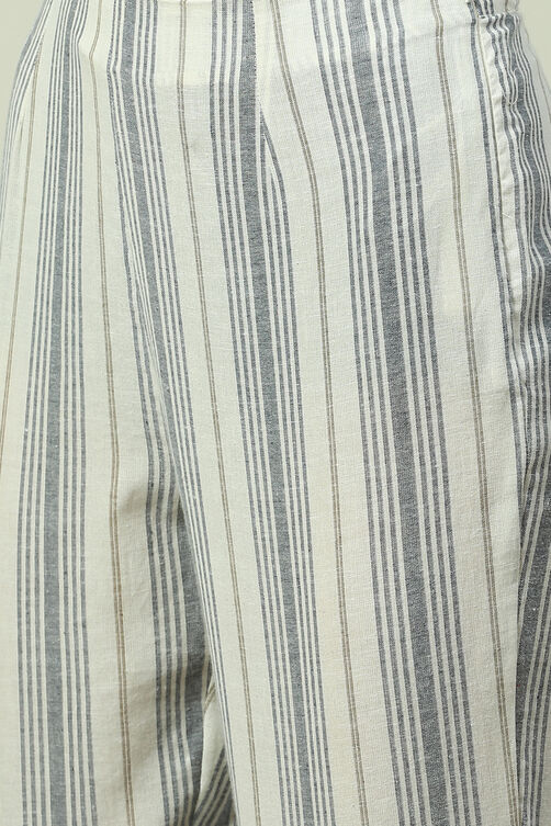 Navy Blue Cotton Straight Kurta Slim Pant Suit Set image number 2