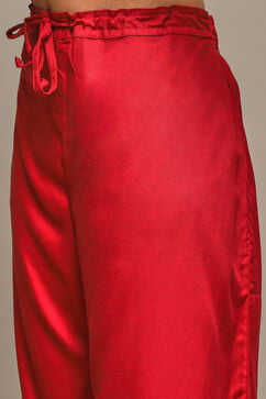 Red & Indigo Rayon Straight Kurta Palazzo Suit Set image number 2