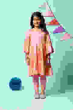 Peach Viscose Flared Kurta Legging Suit Set image number 5