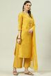 Yellow Printed Straight Kurta Palazzo Suit Set image number 6