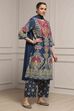 Blue Cotton Printed Straight Suit Set image number 5