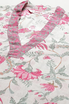 Pink Cotton A-Line Kurta Palazzo Suit Set image number 2