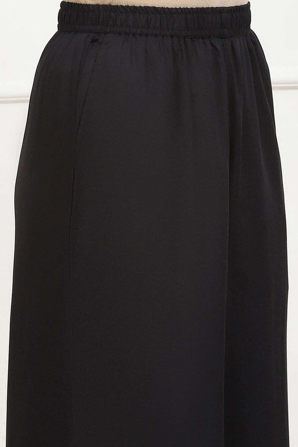 Navy Blue Viscose Solid Straight Palazzos image number 1