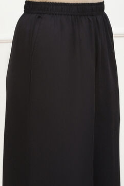Black Viscose Solid Straight Palazzo image number 1