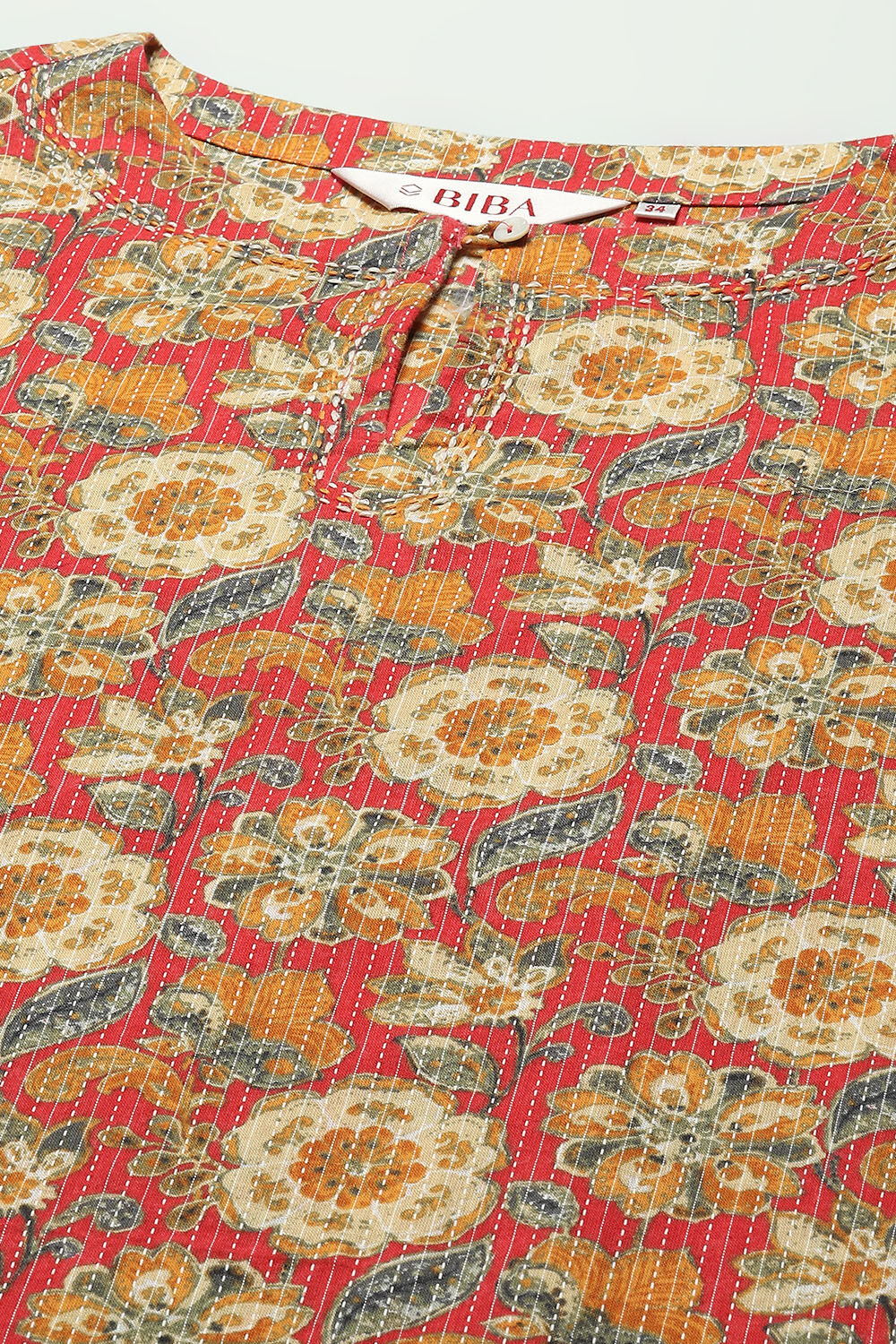 Pink Cotton Floral Printed Straight Kurta image number 1