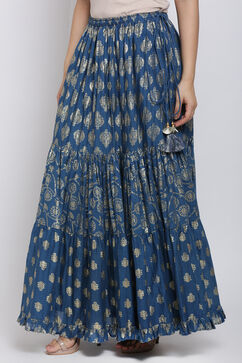 Marine Blue Cotton Skirt image number 3