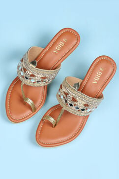 Beige Embellished Sandals image number 5