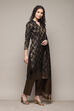 Black Silk Blend Woven Unstitched Suit Set image number 7