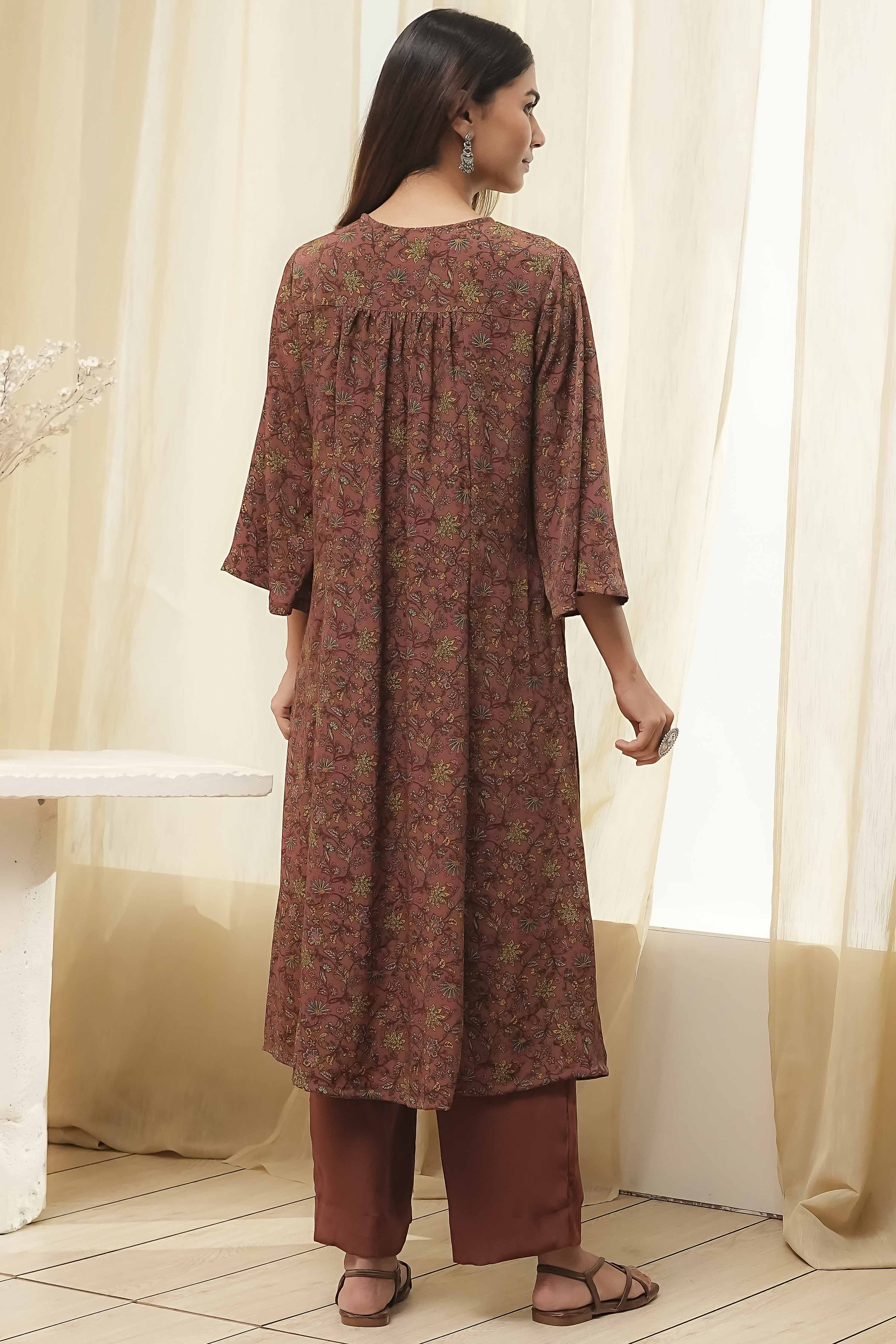 Green Art Silk Straight Suit Set image number 4