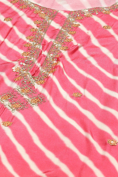 Pink Muslin Digital Print Unstitched Suit Set image number 2