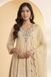 Beige Polyester Kalidar Suit Set image number 1