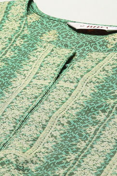 Green LIVA Straight Printed Kurta image number 1