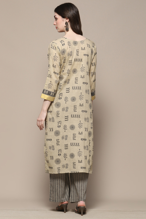 Grey Cotton African Screen Printed Unstitched Suit Set image number 6