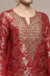 Red Viscose Rayon Straight Yarndyed Suit Set image number 1
