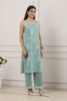 Green Cotton Straight Suit Set image number 5