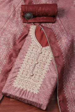 Dusky Pink Chanderi Blend Unstitched Suit set image number 0