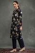 Rohit Bal Indigo Silk Chanderi Floral Printed Straight Kurta Set image number 3