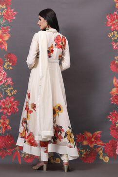 Rohit Bal Off White Cotton Silk Anarkali Printed Suit Set image number 4