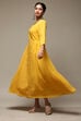 Yellow Cotton Blend Flared Dress