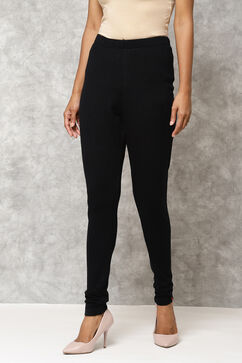 Black Straight Wool Acrylic Leggings image number 2