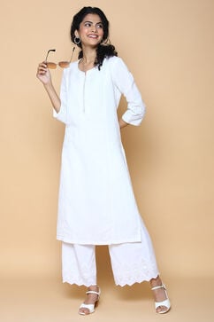 White cotton linen Kurta image number 4