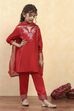 Red Viscose Rayon Solid A-Line Suit Set